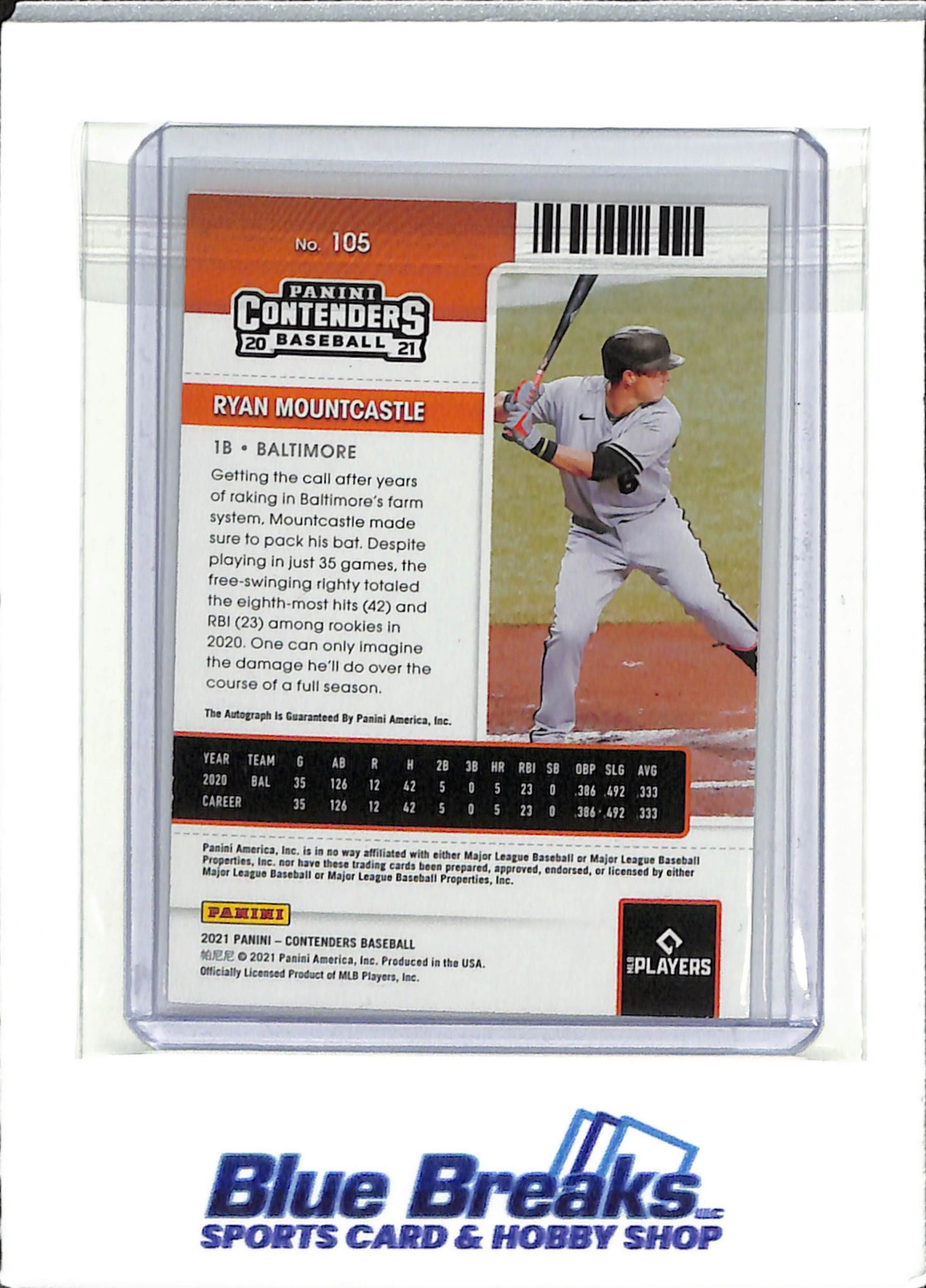 2021 Panini - Contenders - Rookie Ticket - Ryan Mountcastle - auto - RC - #105 - baseball - Orioles - drop