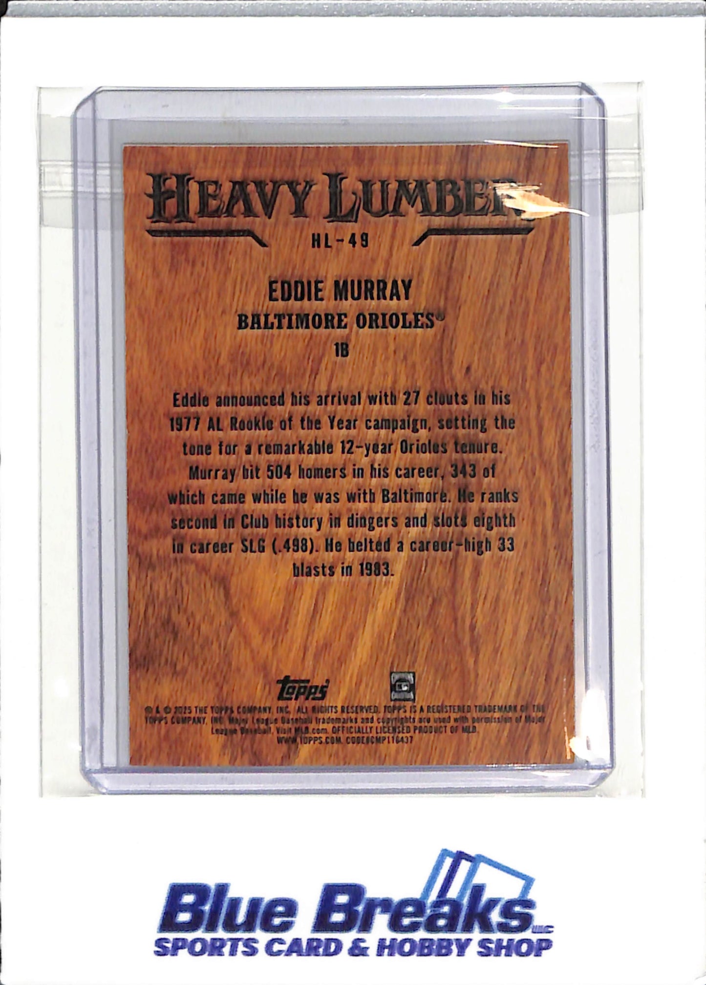 2015 Topps - Heavy Lumber - Eddie Murray - #L-49 - baseball - Orioles - drop