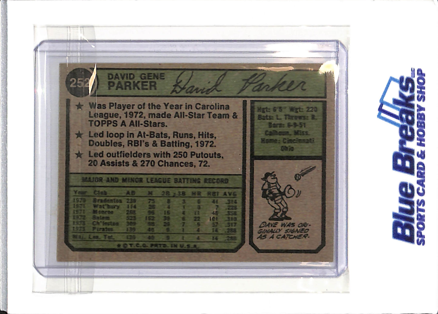 1974 Topps - Dave Parker - #252 - baseball - Pirates - drop