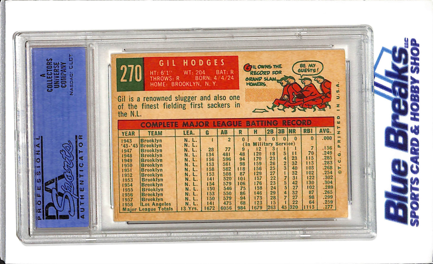 1959 Topps - Gil Hodges - #270 - PSA 5 - baseball - Dodgers