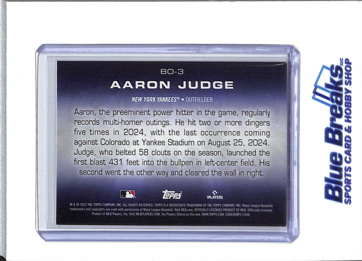 2025 Topps - Bulk Order - Aaron Judge - 077/100 - #BO-3 - baseball - Yankees - drop