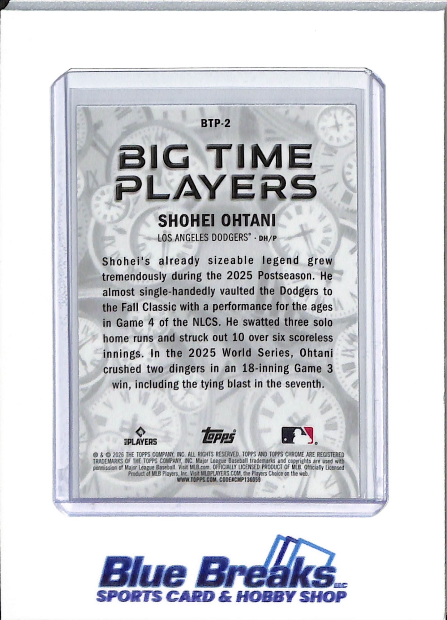 2026 Topps Chrome - Big Time Players - refractor - Shohei Ohtani - #BTP-2 - baseball - Dodgers - drop