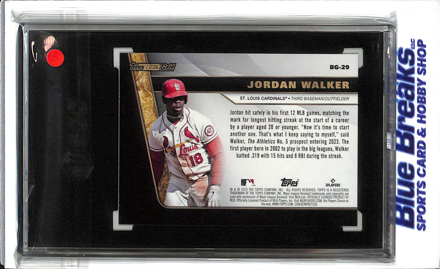 2023 Topps - Update - Black Gold - Jordan Walker - RC - #BG-29 - SGC 9.5 - baseball - Cardinals