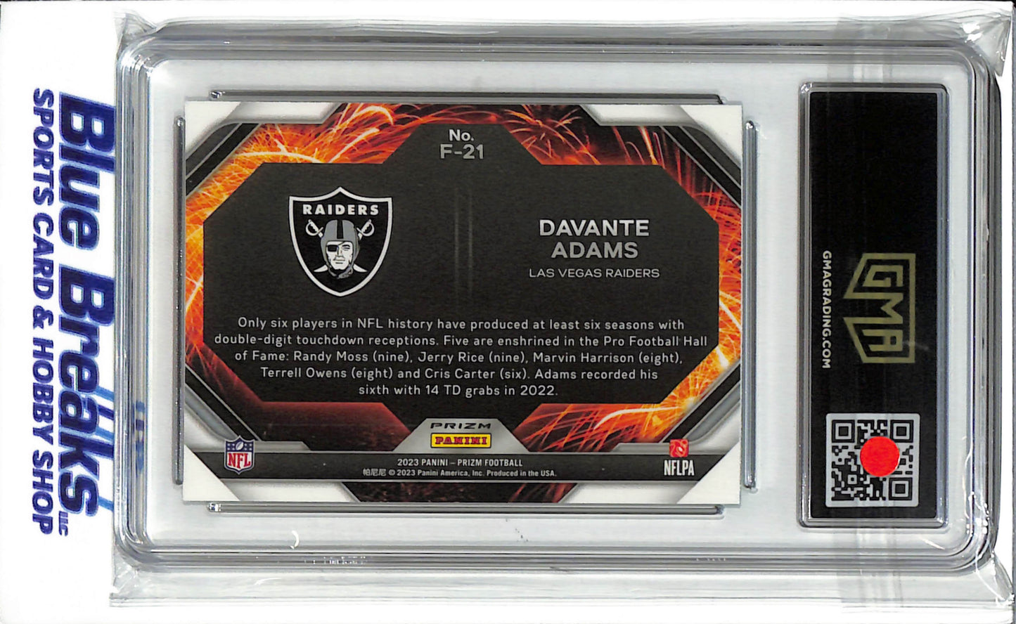 2023 Panini - Prizm - Green Ice Prizm - Fireworks - Davante Adams - #F-21 - GMA 10 - football - Raiders