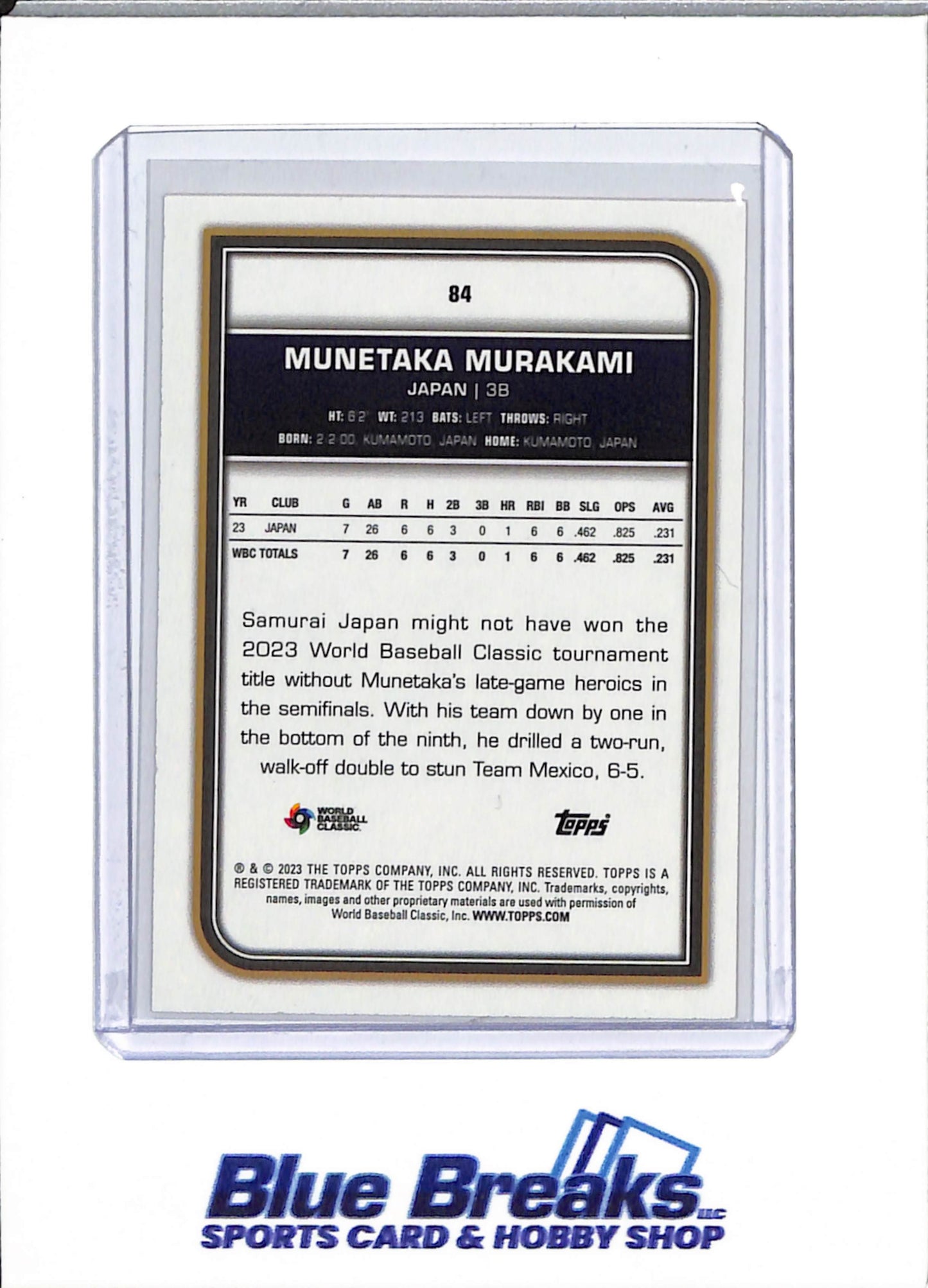 2023 Topps - World Baseball Classic - orange - Munetaka Murakami - 03/25 - #84 - baseball - Japan - Tokyo Yakult Swallows