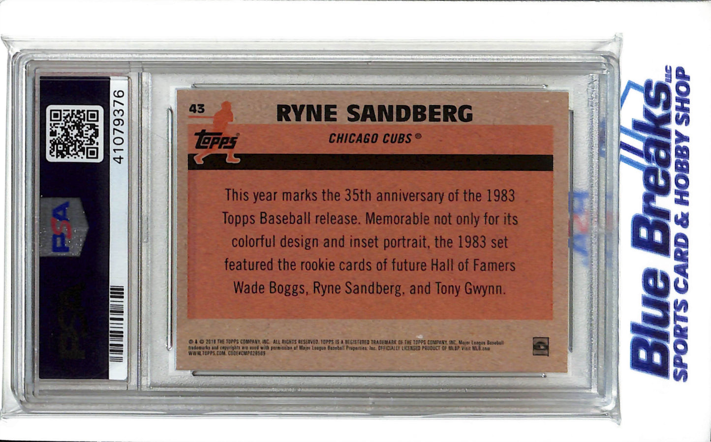 2018 Topps - Silver Pack - 1983 Chrome Promo - Ryne Sandberg - #43 - PSA 9 - baseball - Cubs