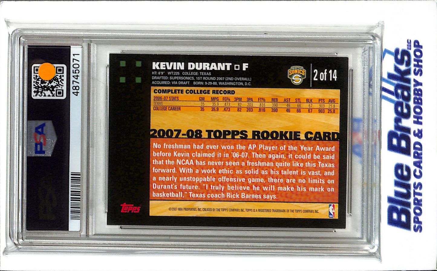 2007 Topps Rookie Card - Kevin Durant - #2 of 14 - PSA 8.5 - Basketball - Sonics