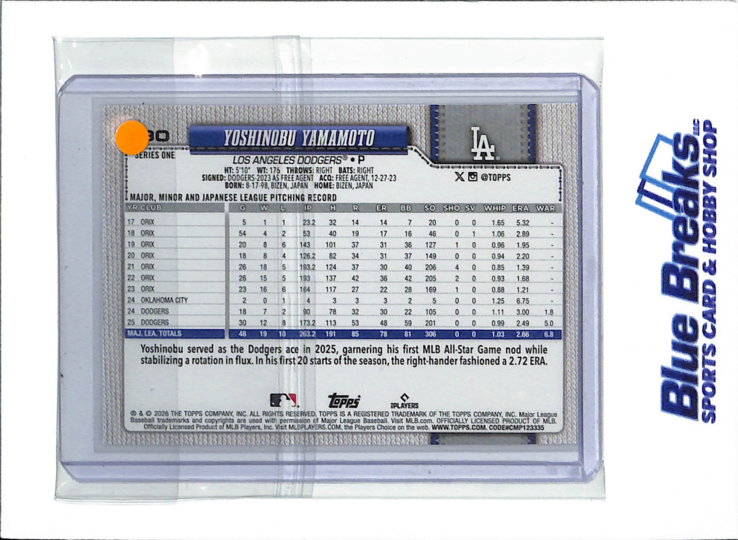 2026 Topps - Series 1 - team logo border - Yoshinobu Yamamoto - #90 - baseball - Dodgers