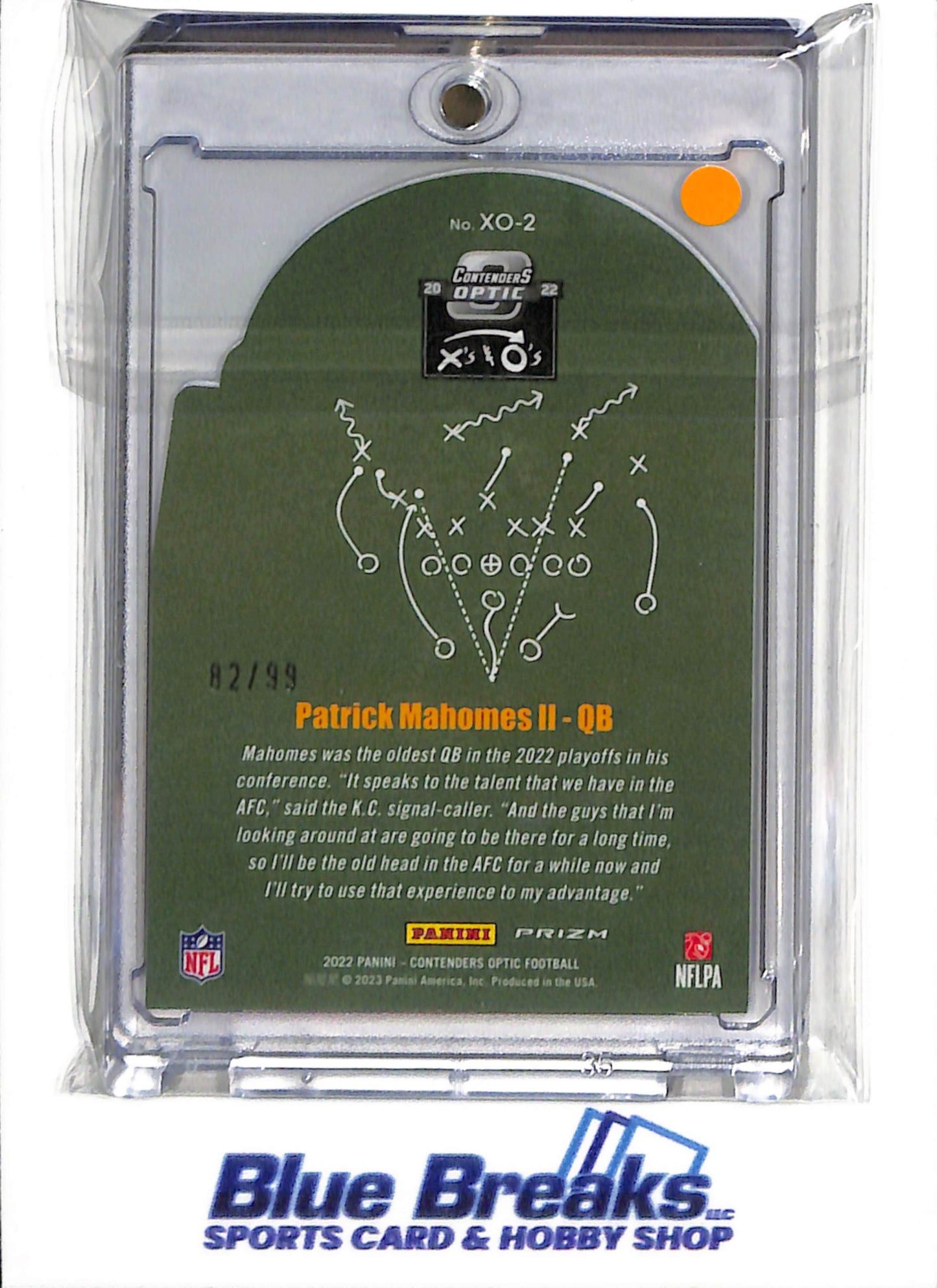 2022 Panini Prizm - Contenders Optic - Patrick Mahomes II - 82/99 - #XO-2 - Football - Chiefs