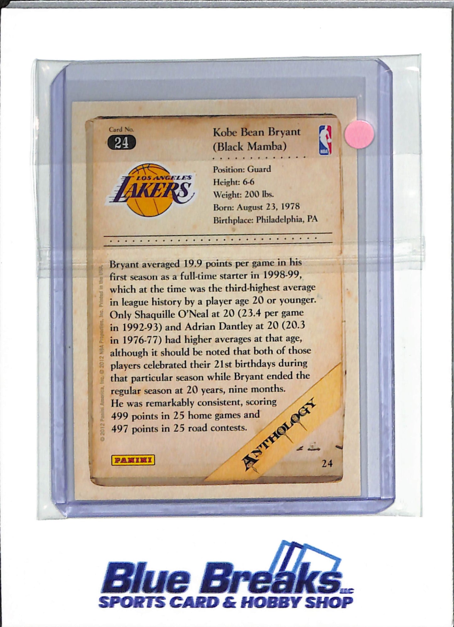 2012 Panini - Anthology - Kobe Bryant - #24 - basketball - Lakers