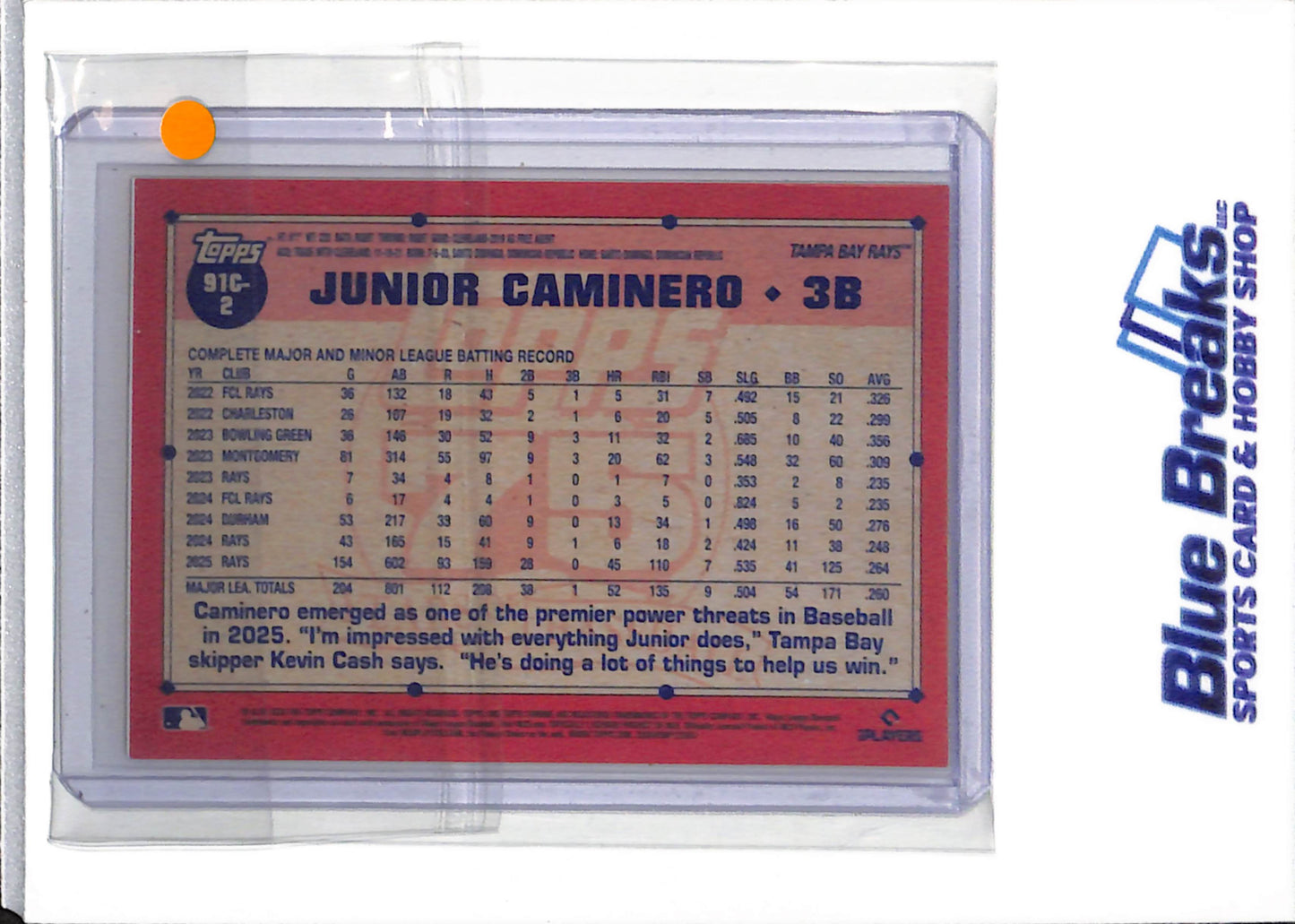 2026 Topps Chrome - 75 Years of Baseball - Gold Refractor - Junior Caminero - 38/50 - #91C-2 - Baseball - Rays
