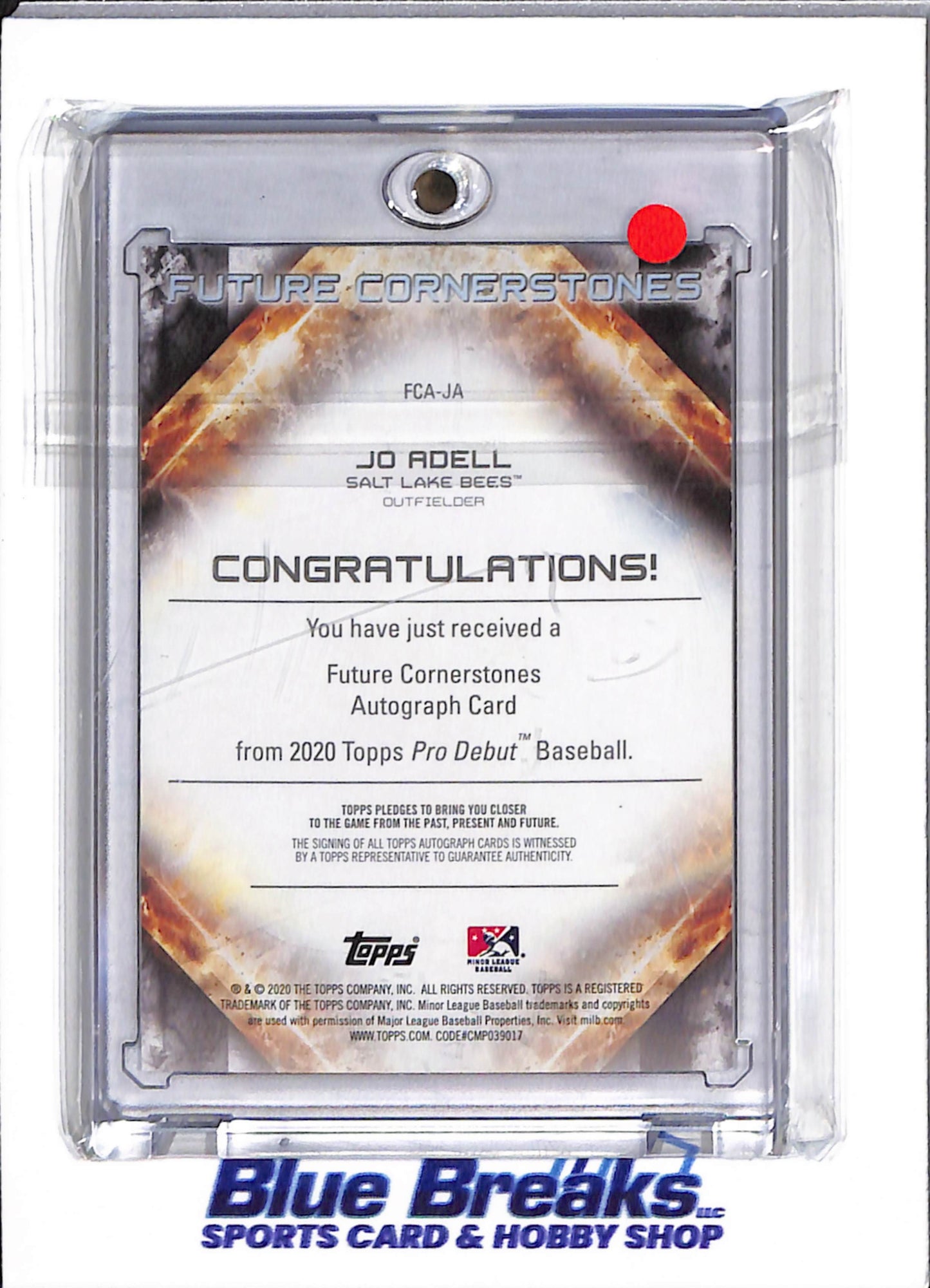 2020 Topps - Pro Debut - Future Cornerstones - Jo Adell - auto - 33/85 - #FCA-JA - baseball - Salt Lake Bees - Angels
