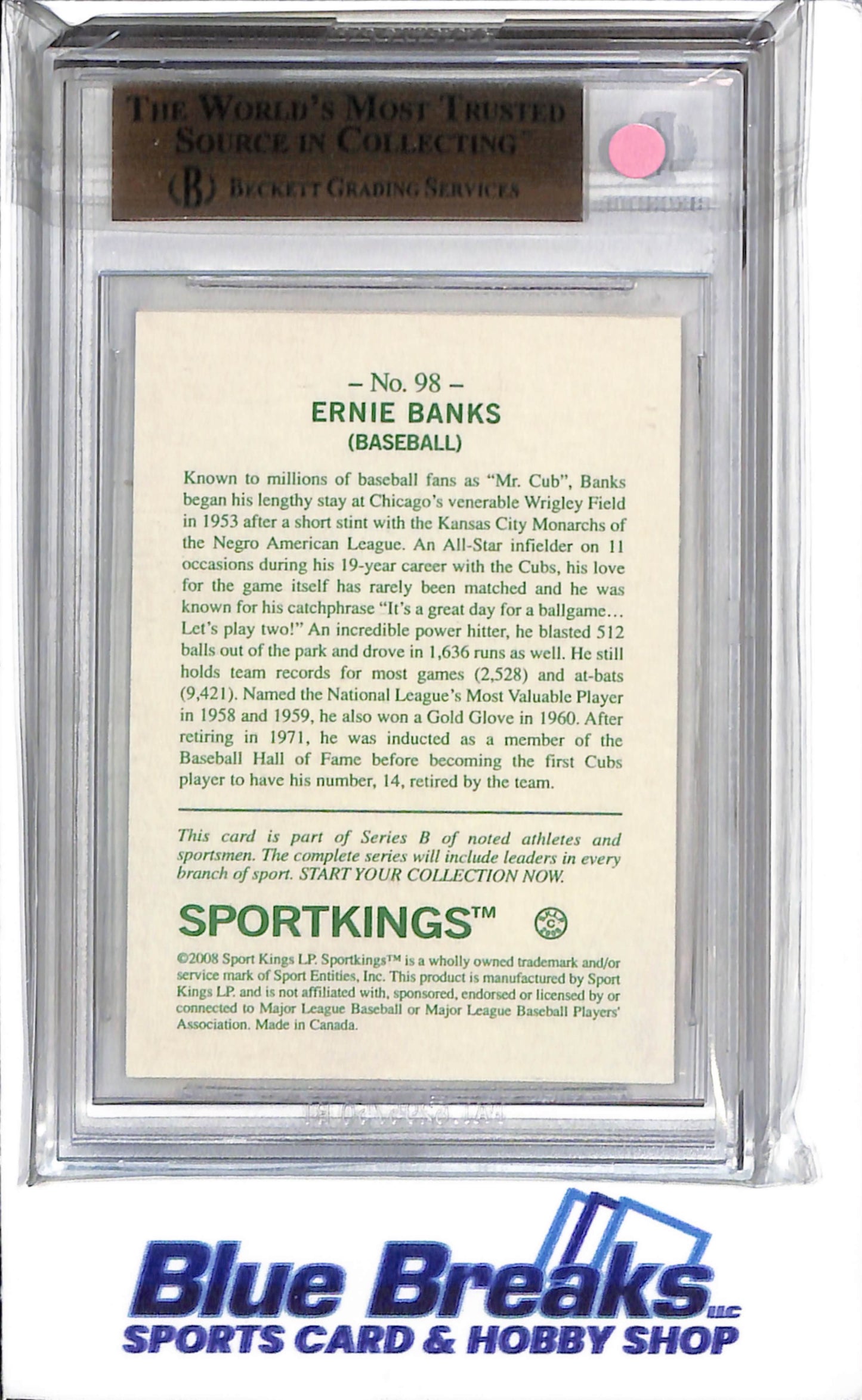 2008 Sports Kings - Ernie Banks - #98 - BGS 9.5 - baseball - Cubs