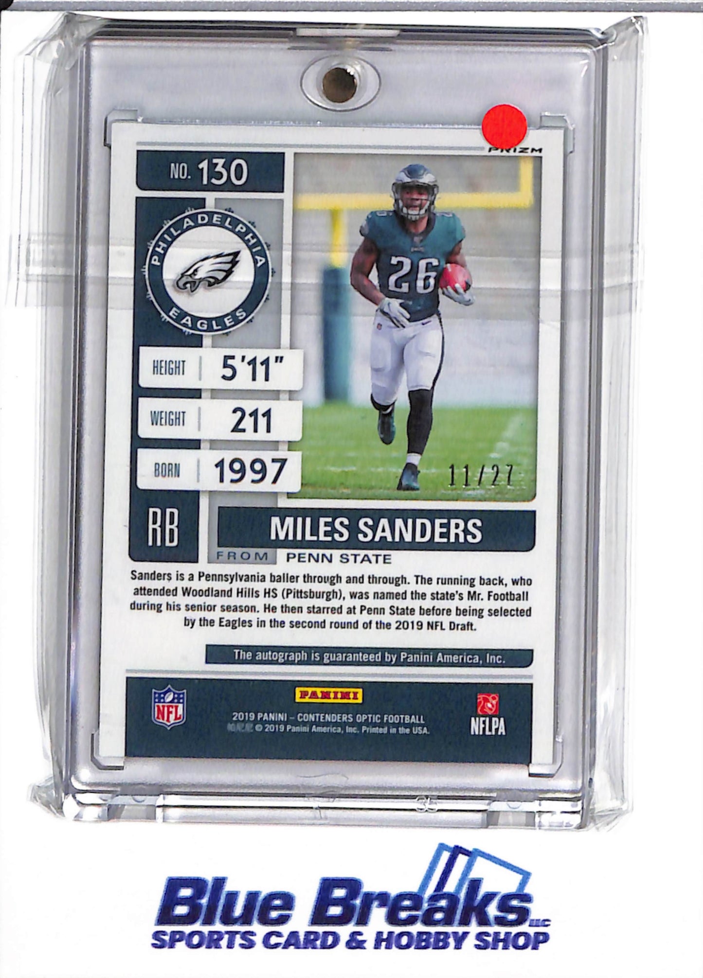 2019 Panini - Contenders Optic - Rookie Ticket - green pulsar - Miles Sanders - 11/27 - RC - #130 - football - Eagles