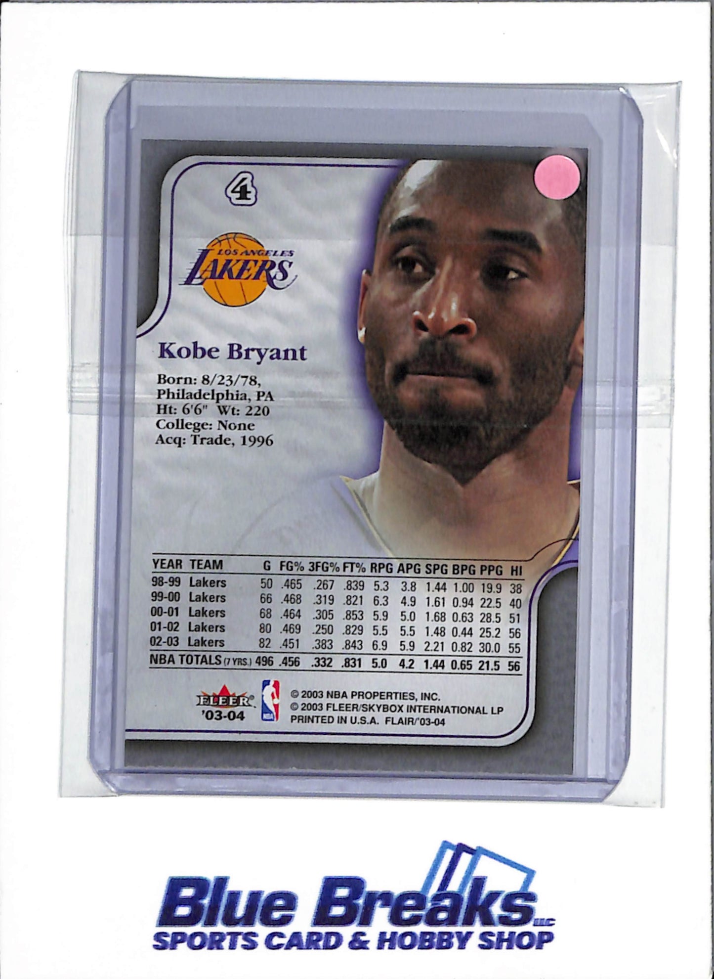 2003 Fleer Flair - Silver - Kobe Bryant - #4 - Basketball - Lakers