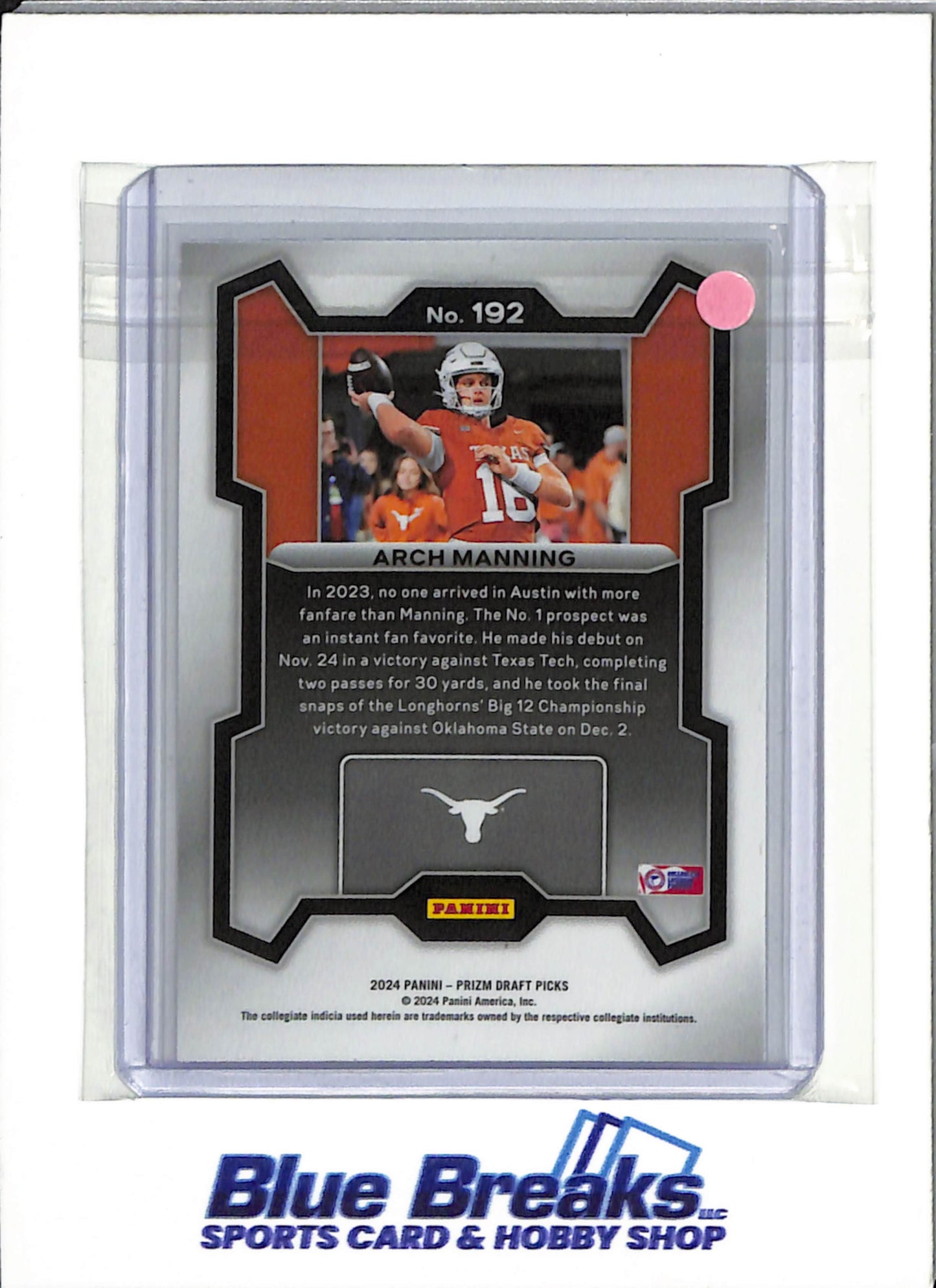 2024 Panini Prizm - Draft Picks Rated Prospect Silver - Arch Manning - #192 - Football - Longhorns