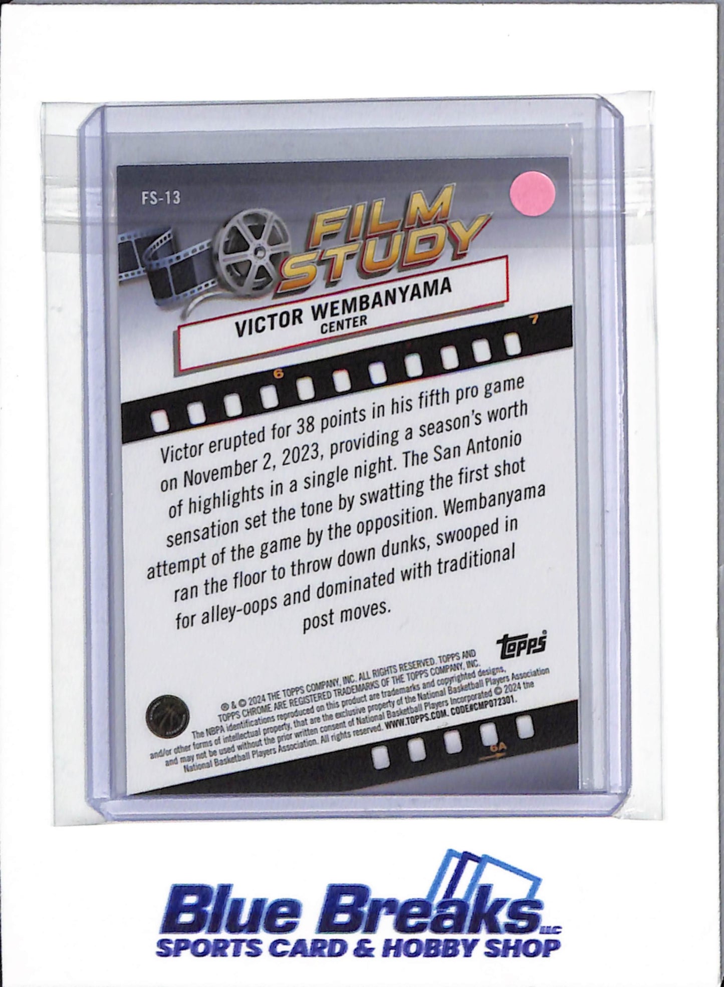 2024 Topps Chrome - Film Study Silver - Victor Wembanyama - #FS-13 - Basketball - Spurs