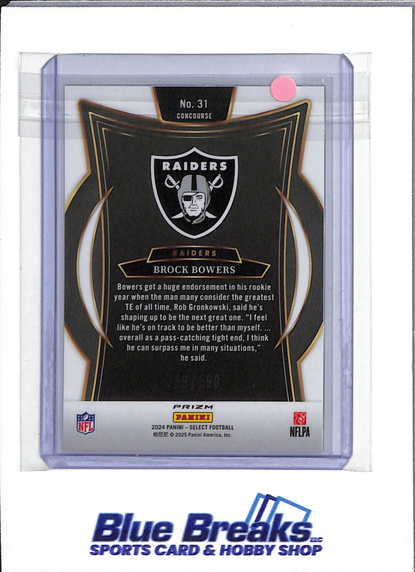 2024 Panini Prizm - Select Green Raywave - Brock Bowers - 289/599 - #31 - Football - Raiders