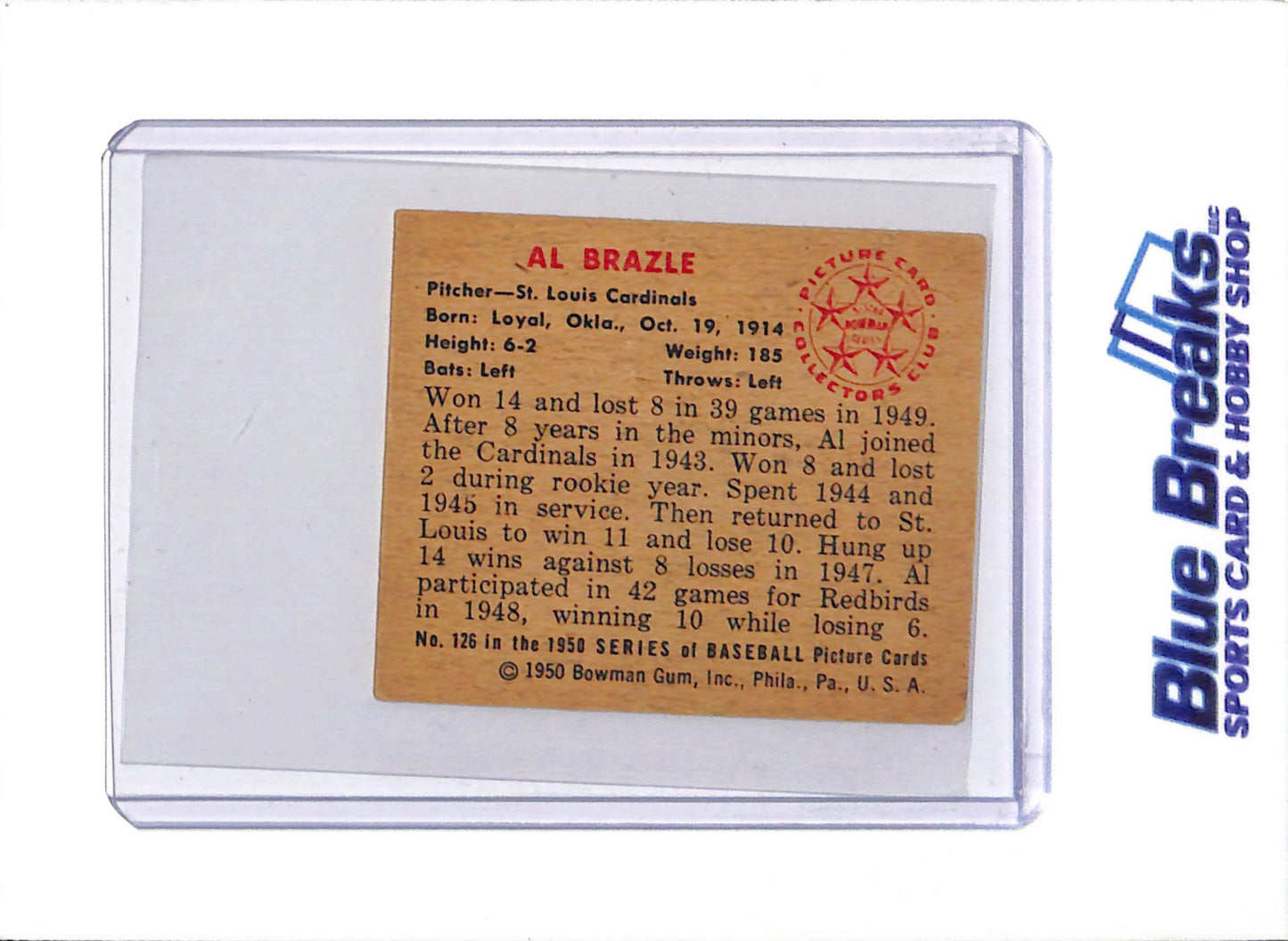1951 Bowman - Al Brazle - #126 - Baseball - Cardinals