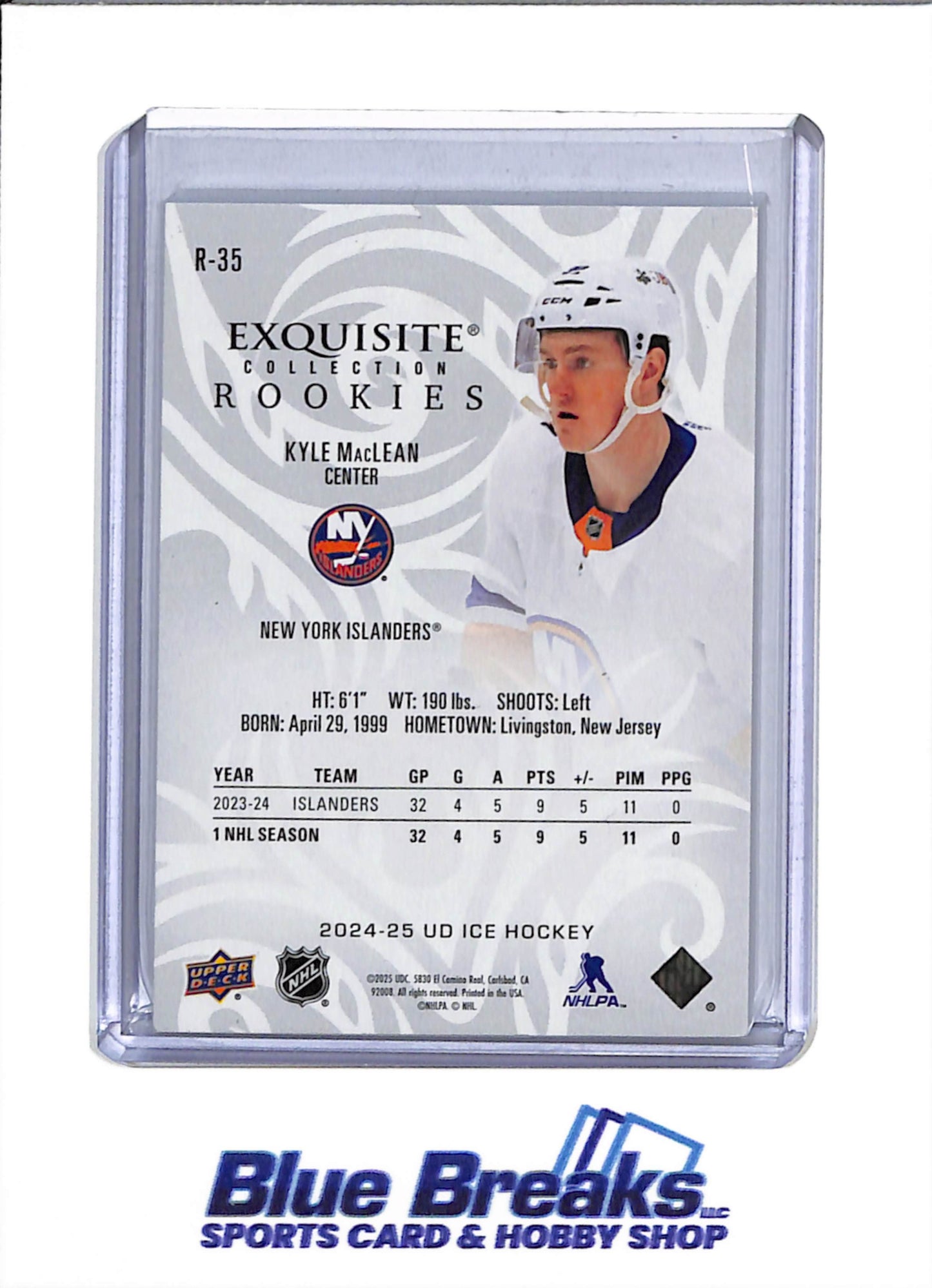 2024-25 Upper Deck - Exquisite Collection Rookies - Kyle MacLean - 239/299 - #R-35 - Ice Hockey - Islanders