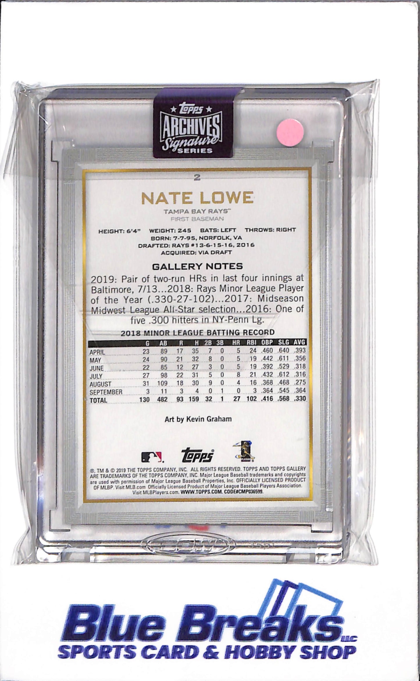 2025 Topps - Archives Signatures - Nate Lowe - auto - 05/30 - #2 - Baseball - Rays
