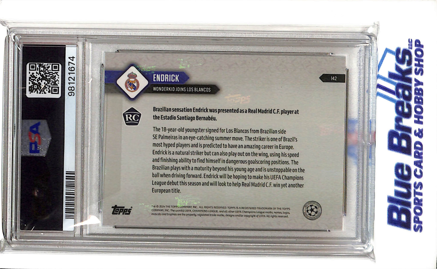 2023-24 Topps Now UCL - Rookie Card - Endrick - #142 - PSA10 - Soccer - Emirates