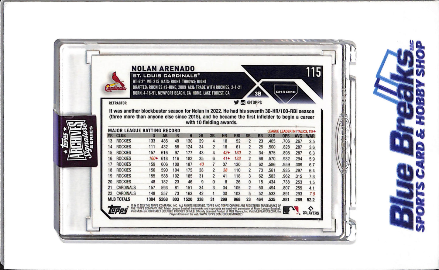2025 Topps Chrome - Archives Signature - Nolan Arenado - 1/1 - #115 - Baseball - Cardinals