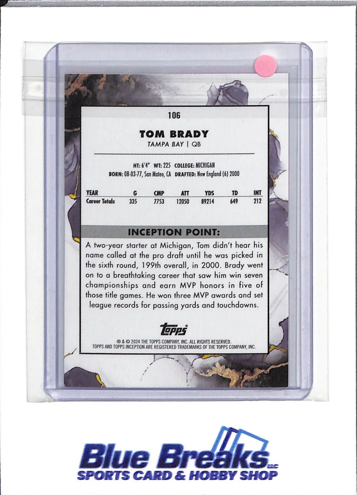 2024 Topps - Inception - Pink - Tom Brady - 46/99 - #106 - football - Buccaneers