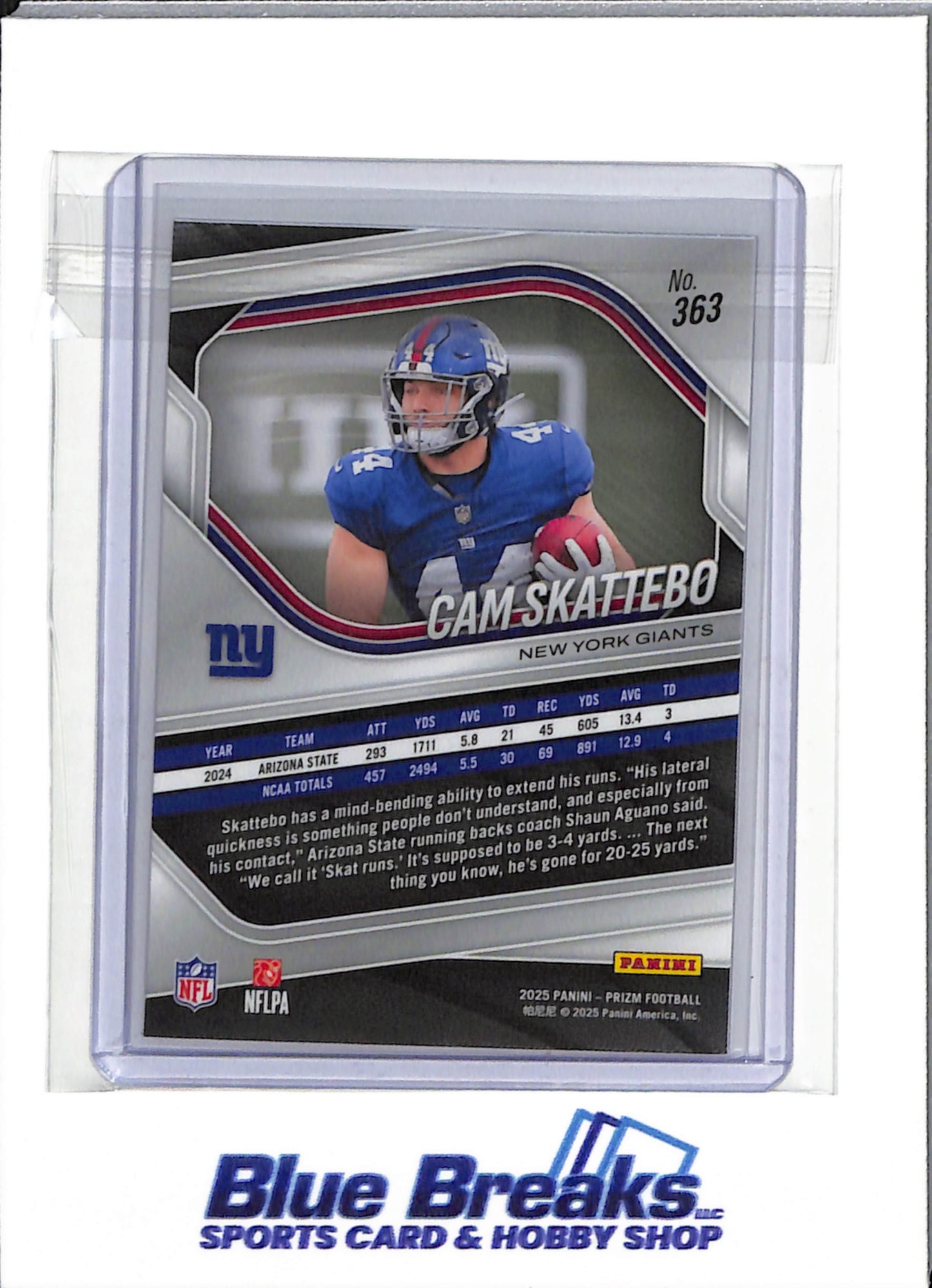 2025 Panini - Prizm Silver - Rookie Card - Cam Skattebo - #363 - Football - Giants