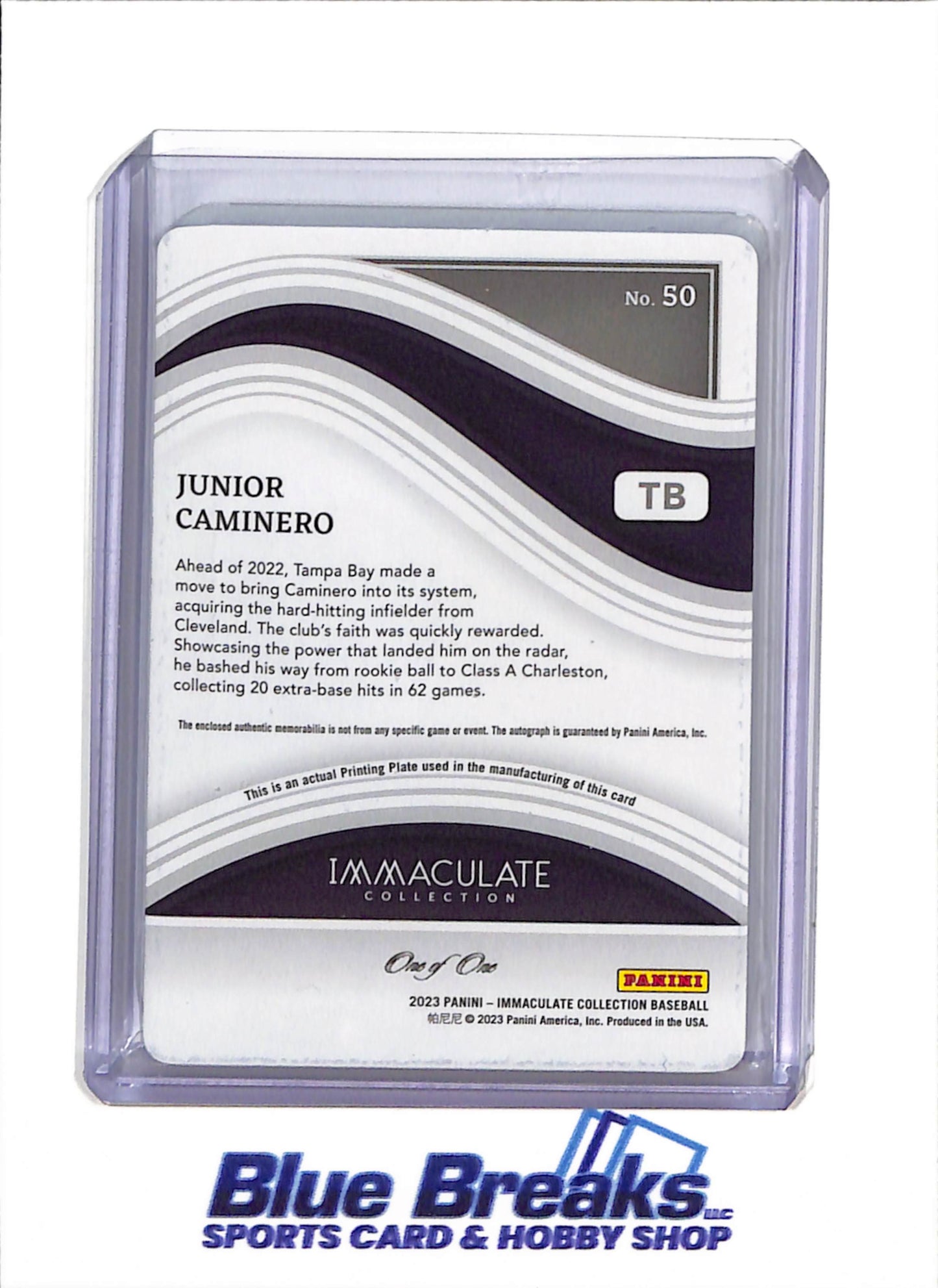 2023 Panini - Immaculate Collection - Junior Caminero - relic - auto - 1/1 - #50 - Baseball - Rays