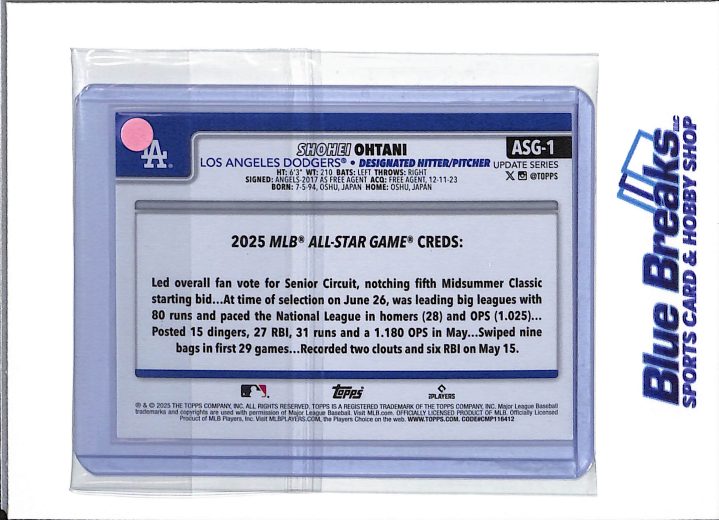 2025 Topps - All Star Game - Shohei Ohtani - #ASG-1 - Baseball - Dodgers