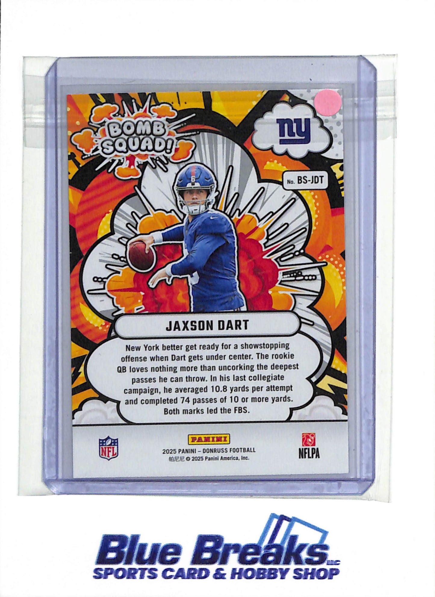 2025 Panini Donruss - Bomb Squad - Jaxson Dart - #BS-JDT - Football - Giants