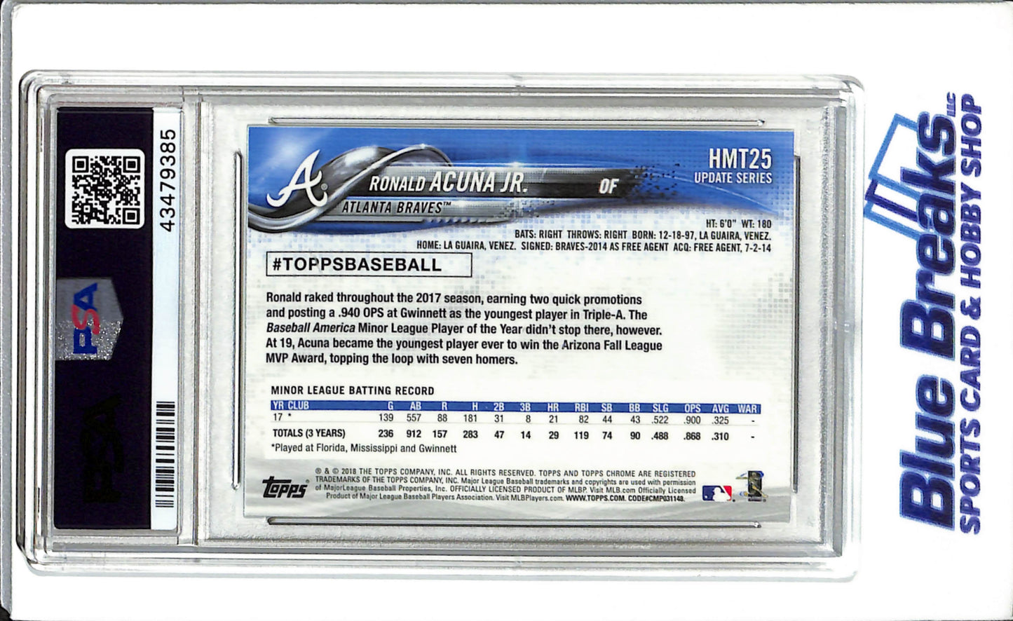 2018 Topps Chrome - Update - Ronald Acuna Jr - RC - #HMT-25 - PSA 10 - baseball - Braves