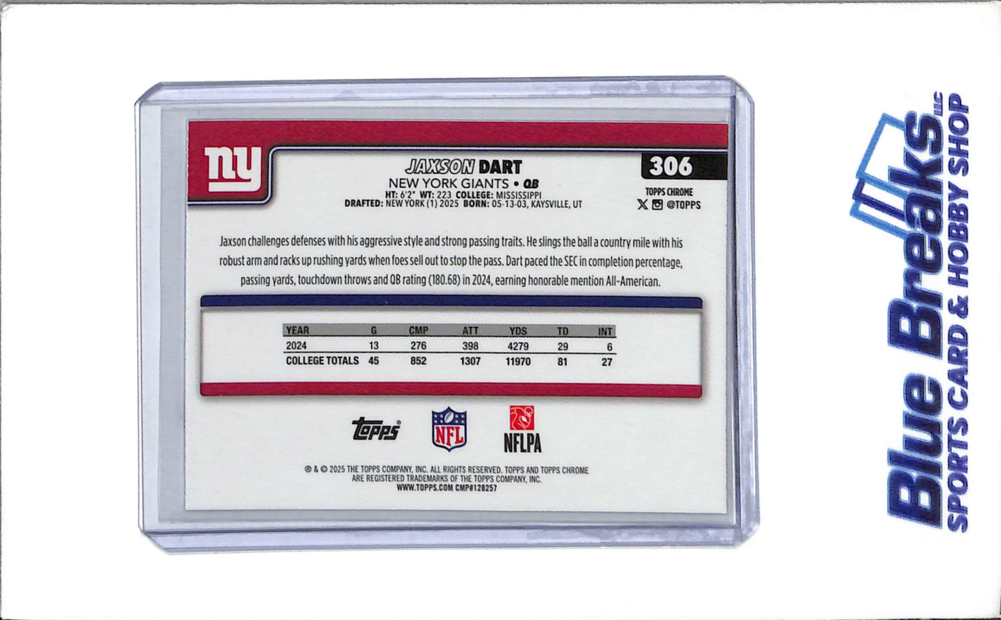 2025 Topps Chrome - Pulsar - Jaxson Dart - Rookie - #306 - New York Giants