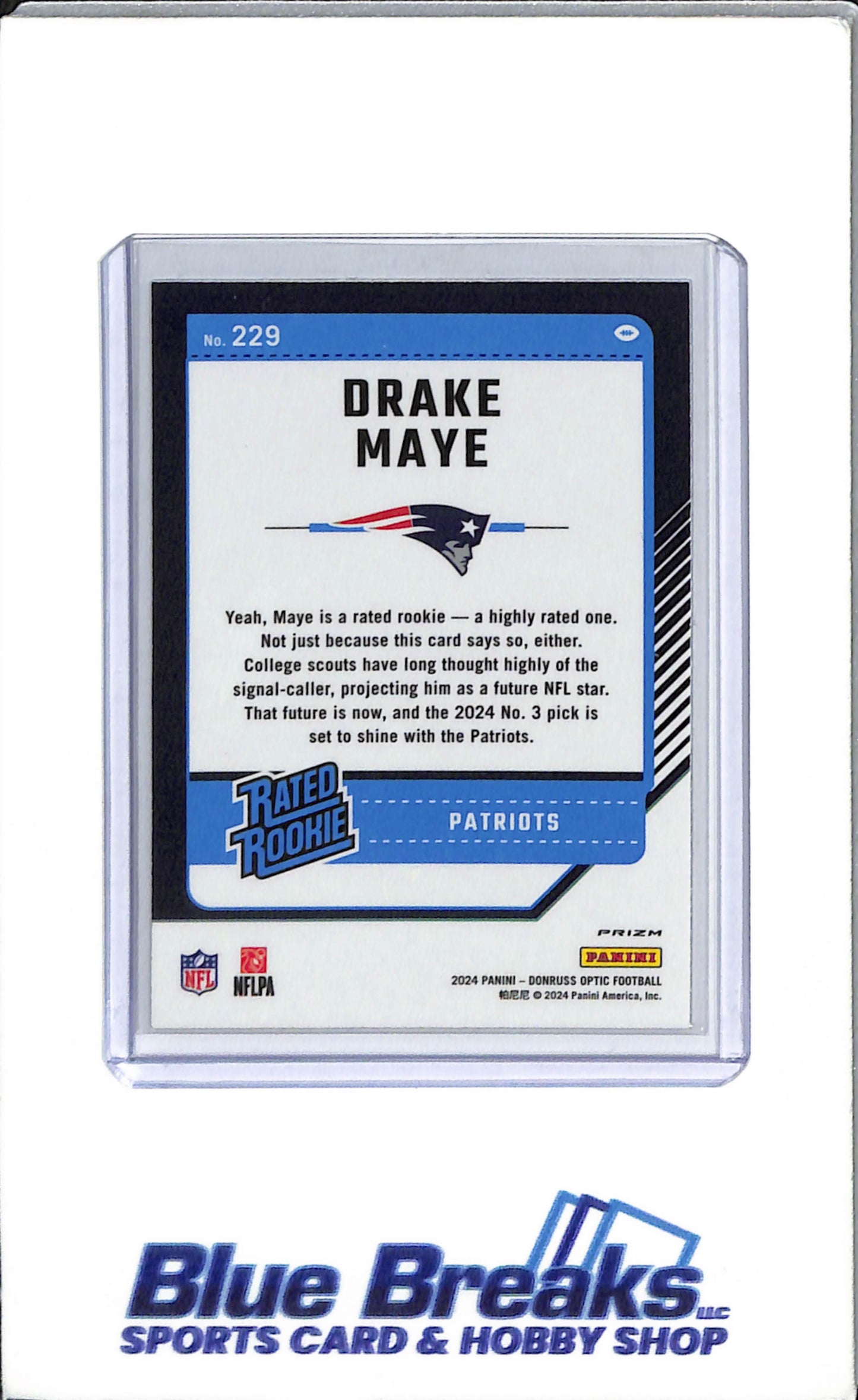 2024 Panini - Donruss Optic - Rated Rookie - Silver Holo - Drake Maye - #229 - Football - New England Patriots