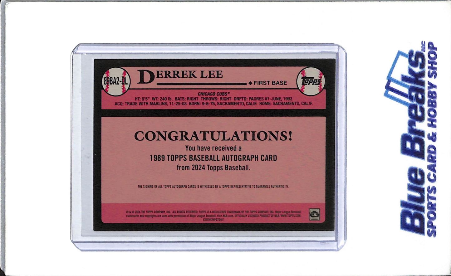 2024 Topps - 1989 Topps Autograph - Derrek Lee - #89BA2-BL - Baseball - Chicago Cubs