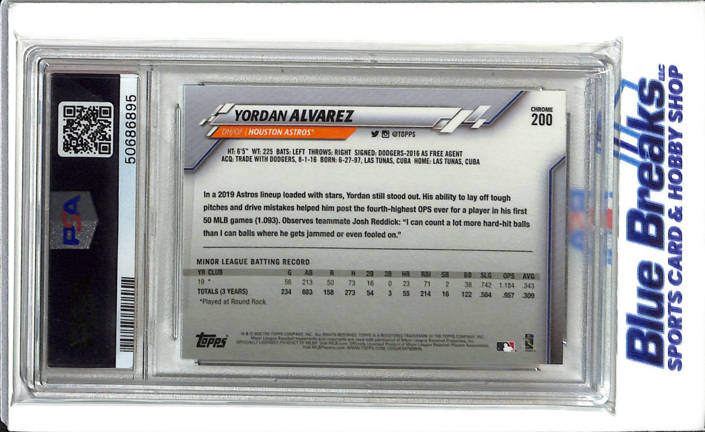 2020 Topps Chrome - Yordan Alvarez - #200 - PSA 10 - Baseball - Houston Astros
