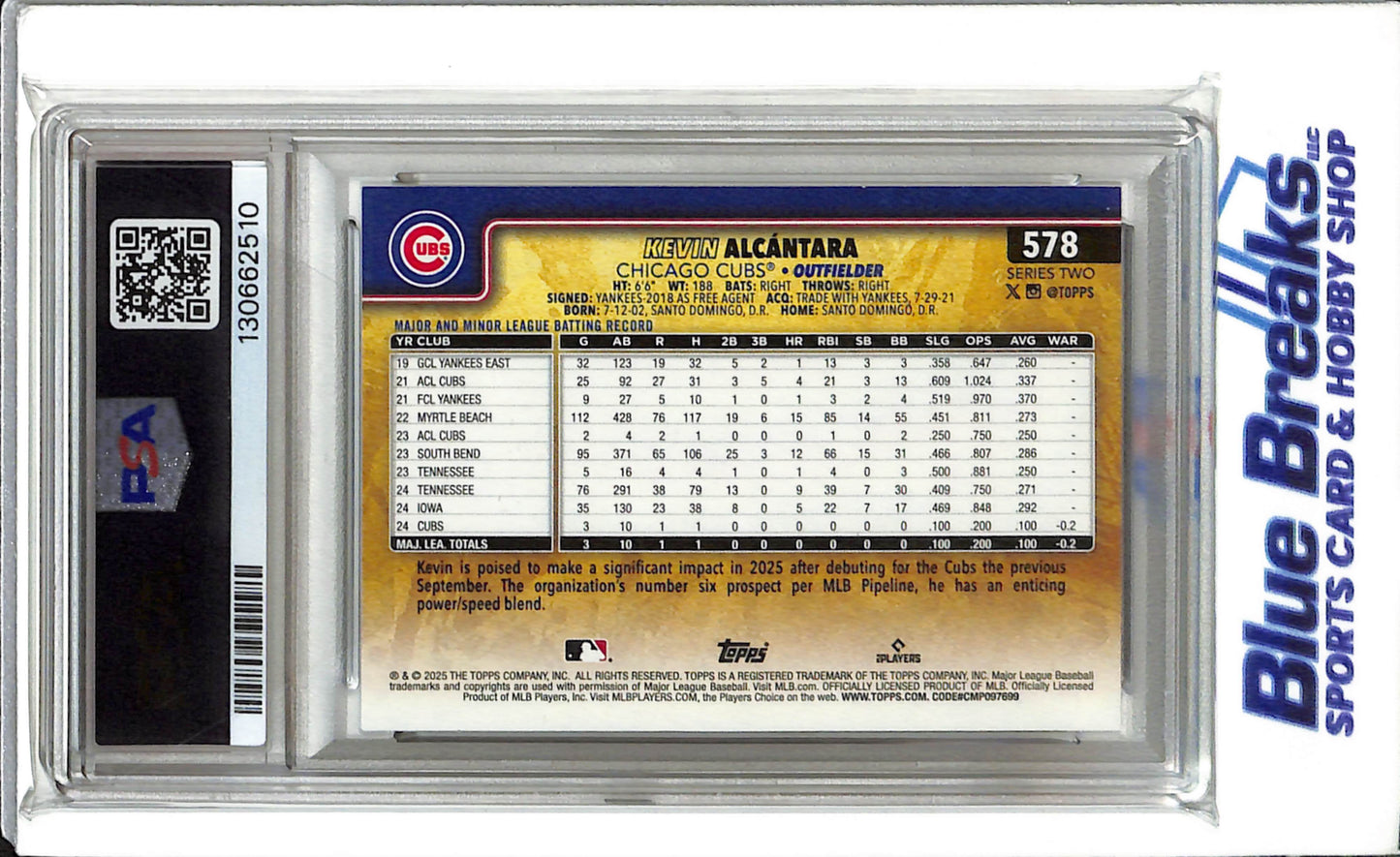 2025 Topps - Golden Mirror - Kevin Alcantara - #578 - Baseball - Chicago Cubs -PSA 10