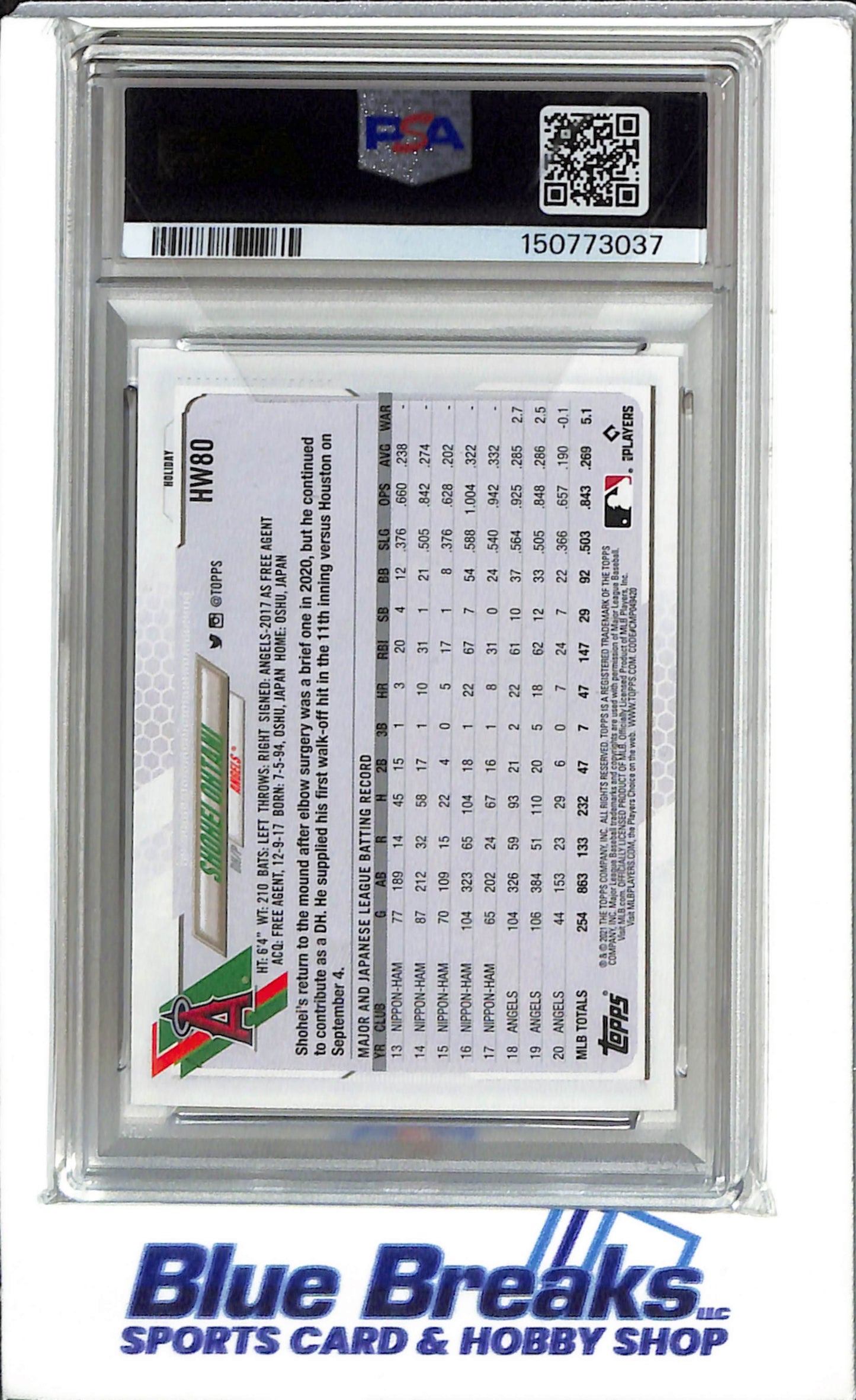 2021 Topps Holiday - Shohei Ohtani - #HW80 - Baseball - Angel - PSA 10 - Drop