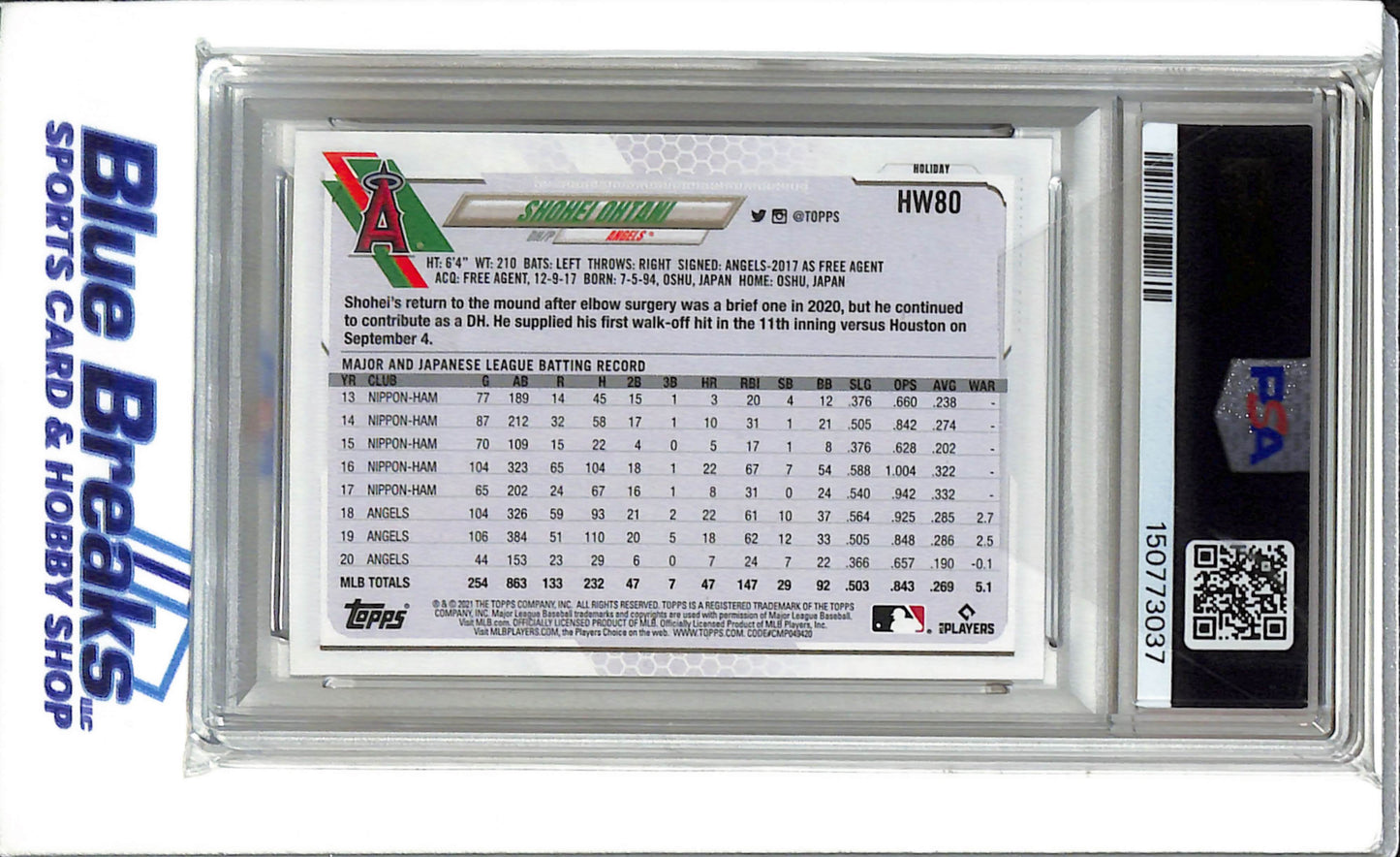 2021 Topps Holiday - Shohei Ohtani - #HW80 - Baseball - Angel - PSA 10