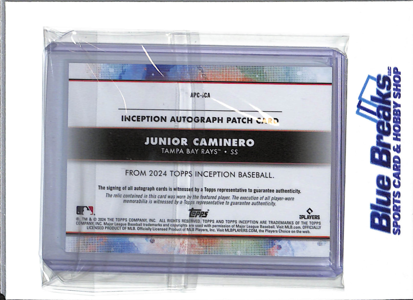 2024 Topps - Inception - Junior Caminero - auto - relic - 20/50 - #APC-JCA - Baseball - Tampa Bay Rays