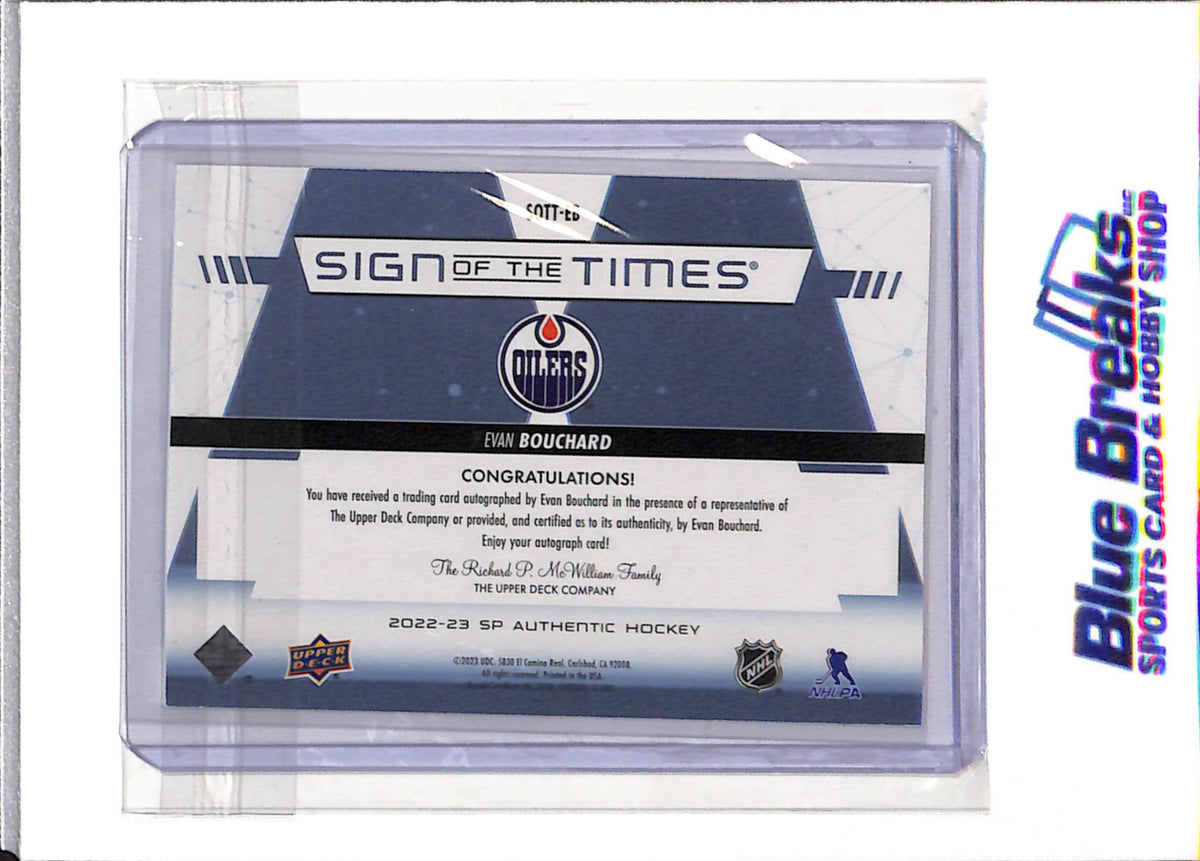 2022-23 Upper Deck - Sign of the Times - Auto - Evan Bouchard - #SOTT-EB - Ice Hockey - Oilers