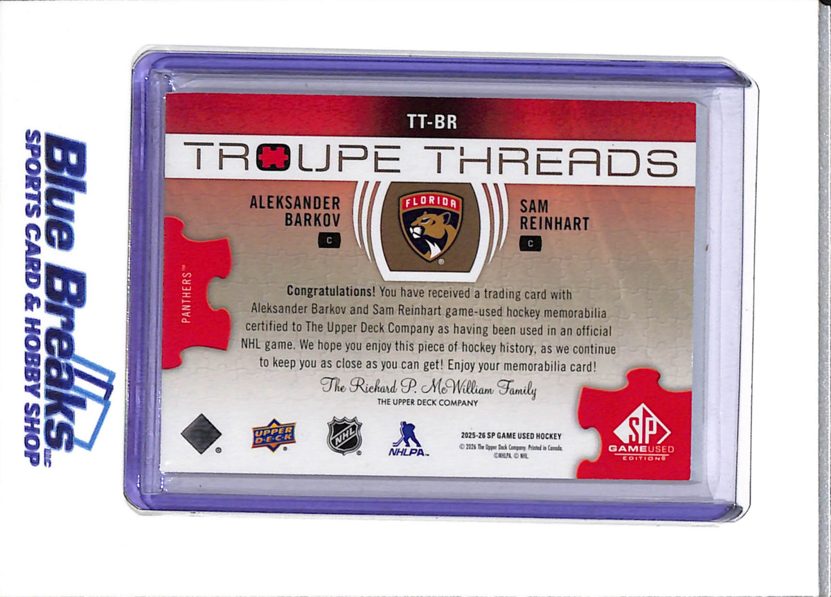 2025-26 Upper Deck - Troupe Threads - Game Used Patch - Aleksander Barkov and Sam Reinhart - 17/25 - #TT-BR - Ice Hockey - Panthers