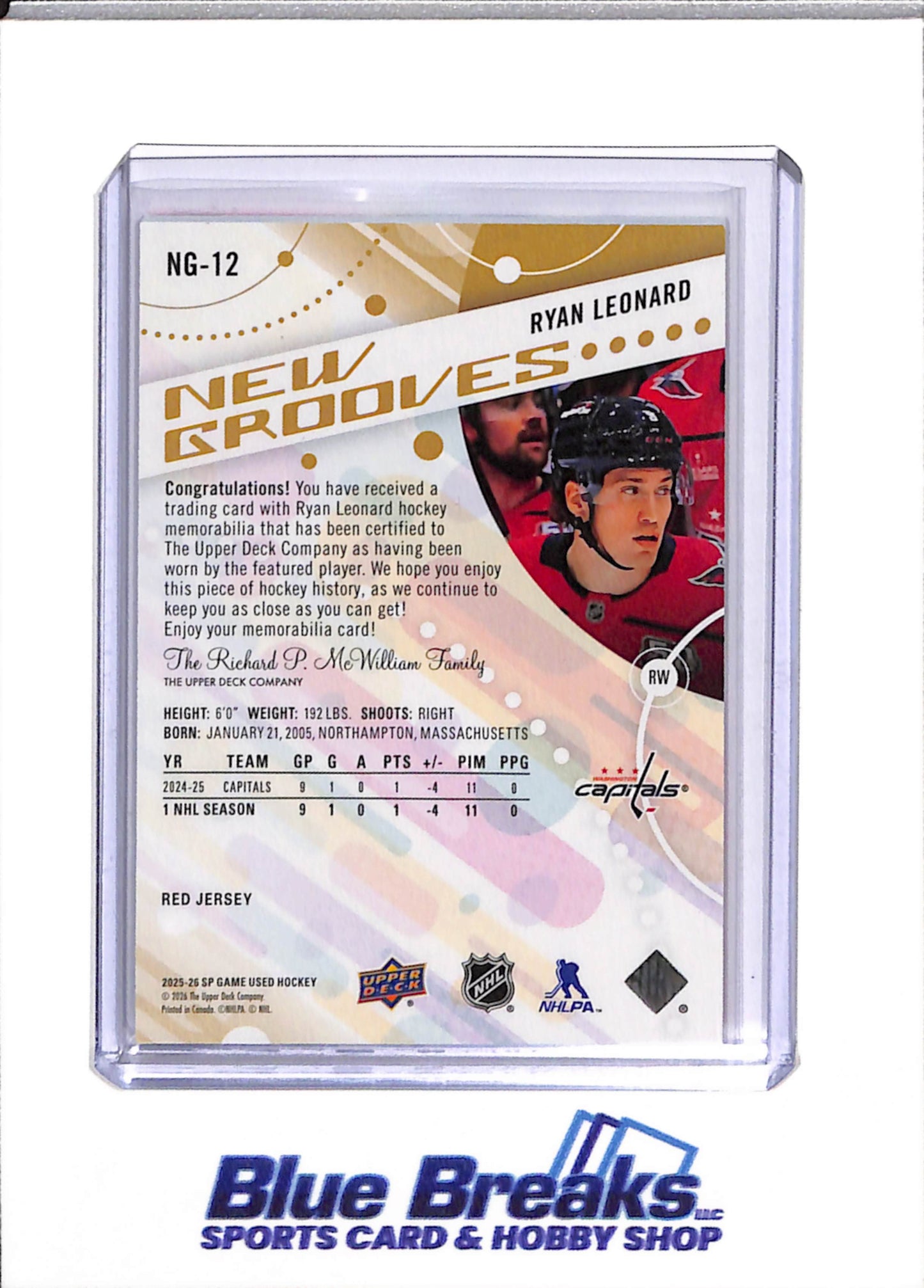 2025-26 Upper Deck - New Grooves - Red Jersey - Ryan Leonard - #NG-12 - Ice Hockey - Capitals - drop