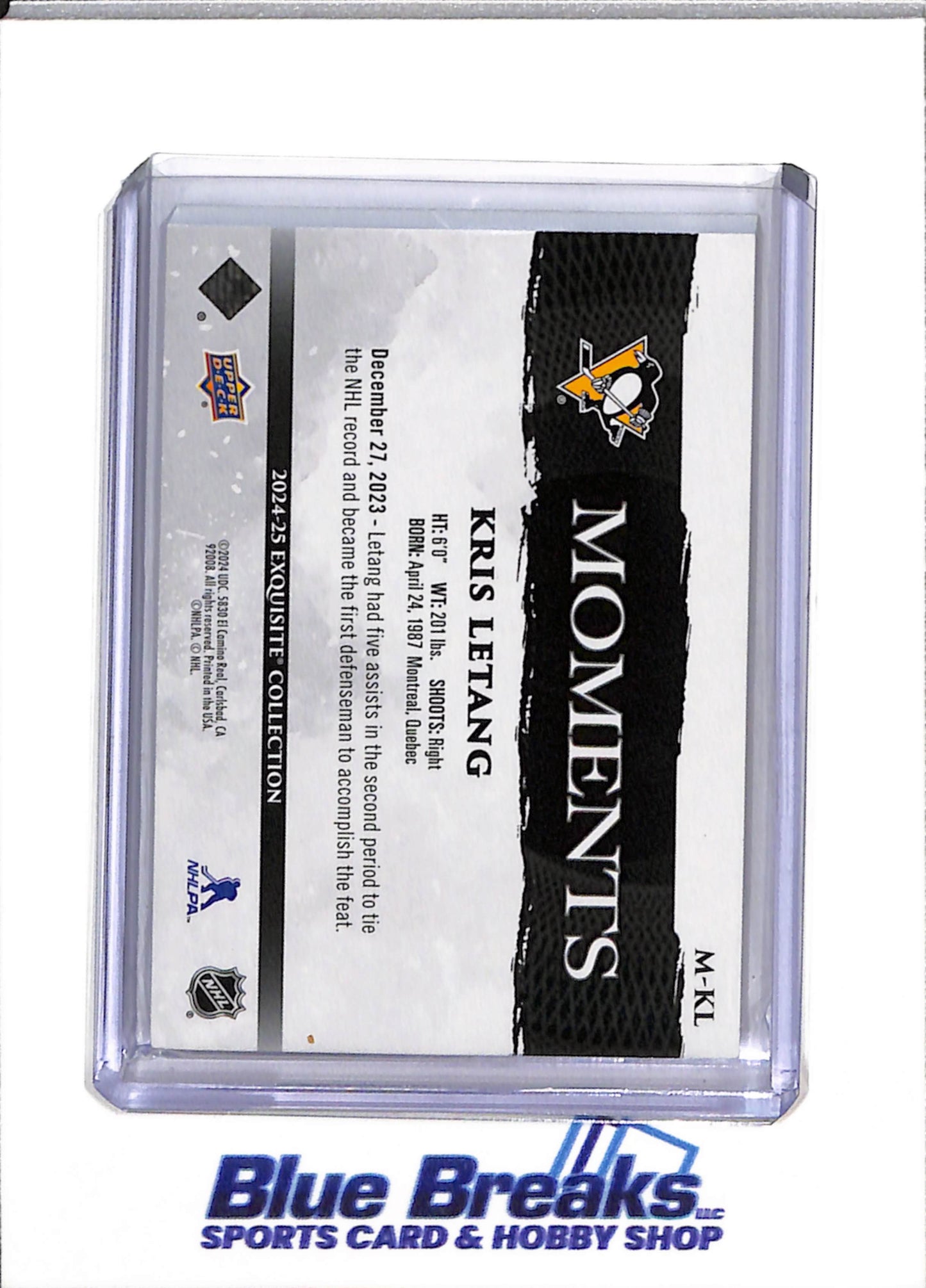 2024 Upper Deck - Exquisite Collections Moments - Kris Letang - 82/99 - #M-KL - Ice Hockey - Penguins - drop