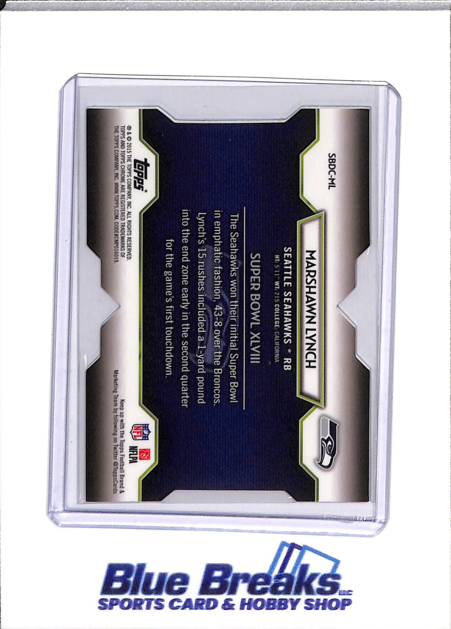2015 Topps - Super Bowl - On the Fifty Silver Pulsar Die Cut - Marshawn Lynch - 21/50 - #SBC-ML - Football - Falcons - drop