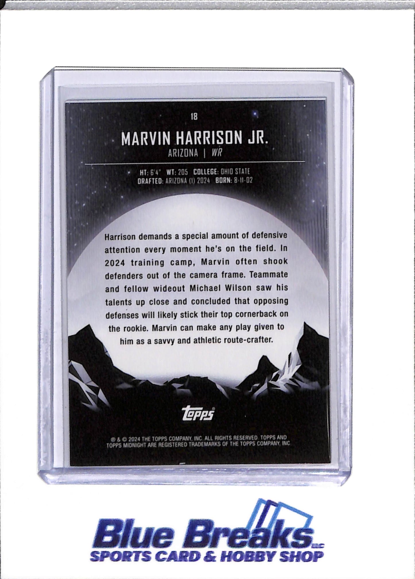 2024 Topps - Midnight - Rookie Card - Marvin Harrison Jr. - 42/99 - #18 - Football - Cardinals - drop
