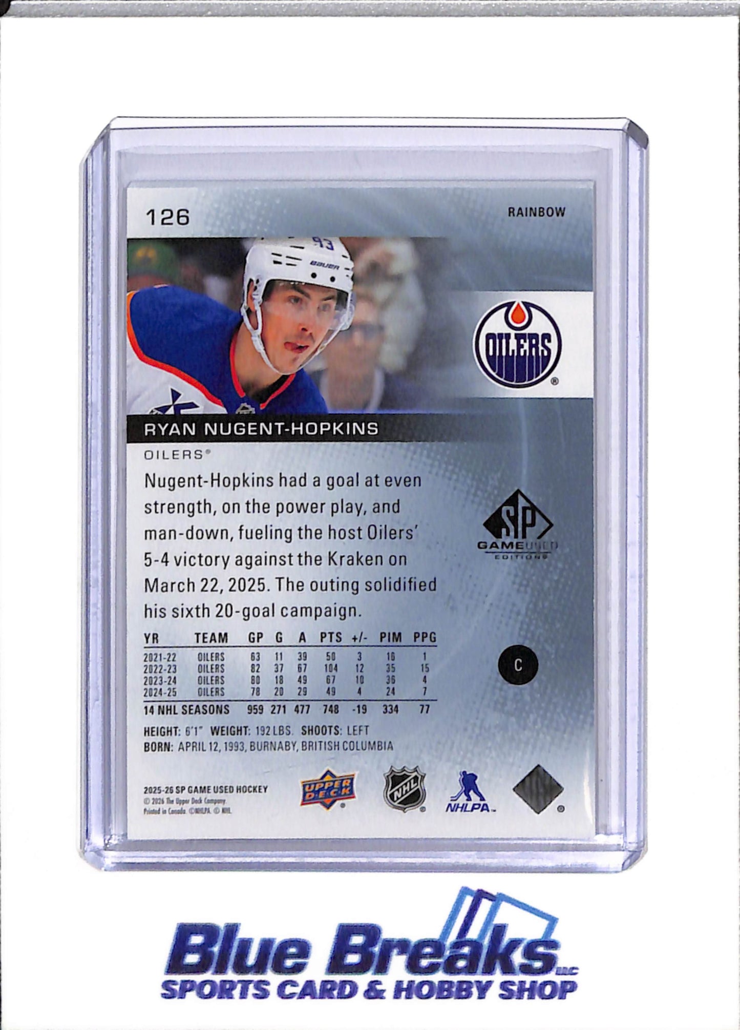 2025-26 Upper Deck - Game Used Edition - Rainbow - Ryan Nugent-Hopkins - 76/93 - #126 - Ice Hockey - Oilers - drop