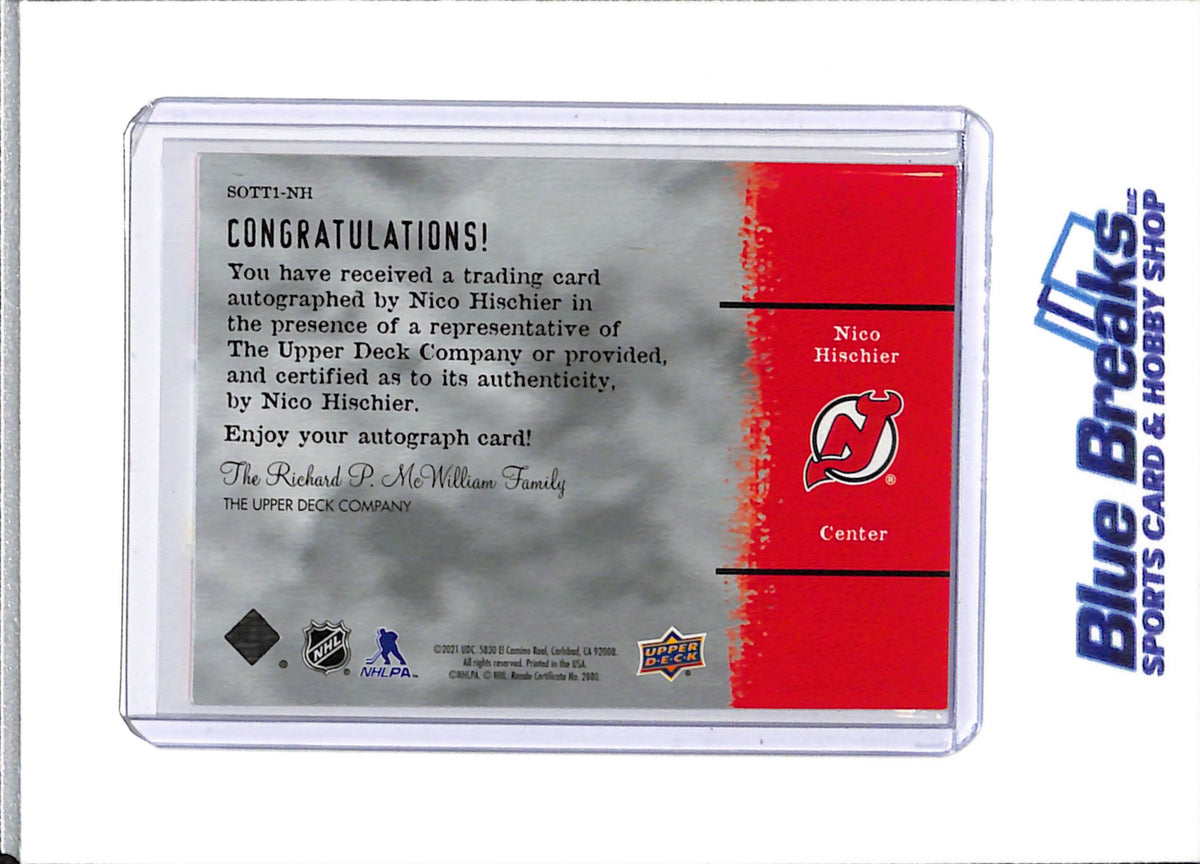 2021 Upper Deck - Sign of the Times - Auto - Nico Hischier - #SOTT1-NH - Ice Hockey - Devils