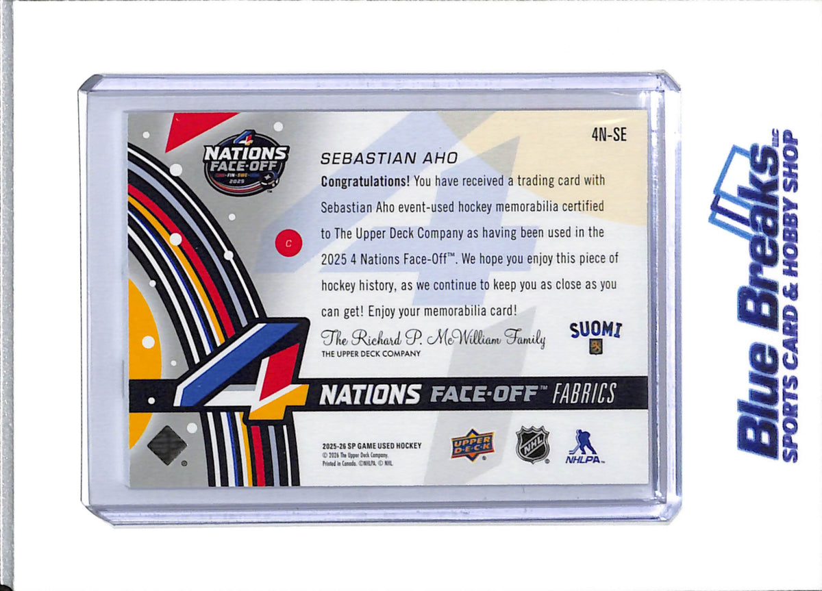 2025-26 Upper Deck - 4 Nations Face Off - Fabrics - Sebastian Aho - #4N-SE - Ice Hockey - Suomi